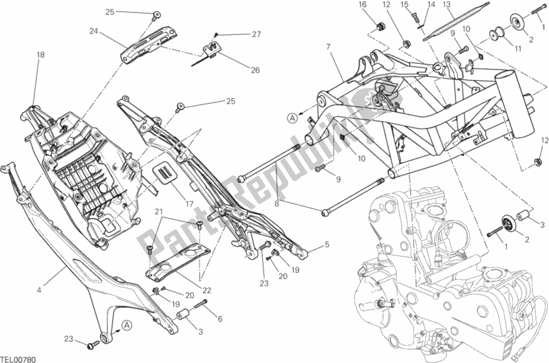 Tutte le parti per il Telaio del Ducati Hypermotard Hyperstrada USA 821 2013